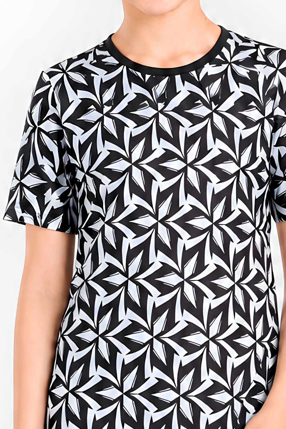 Girls' Monochrome Leaf Swimwear
