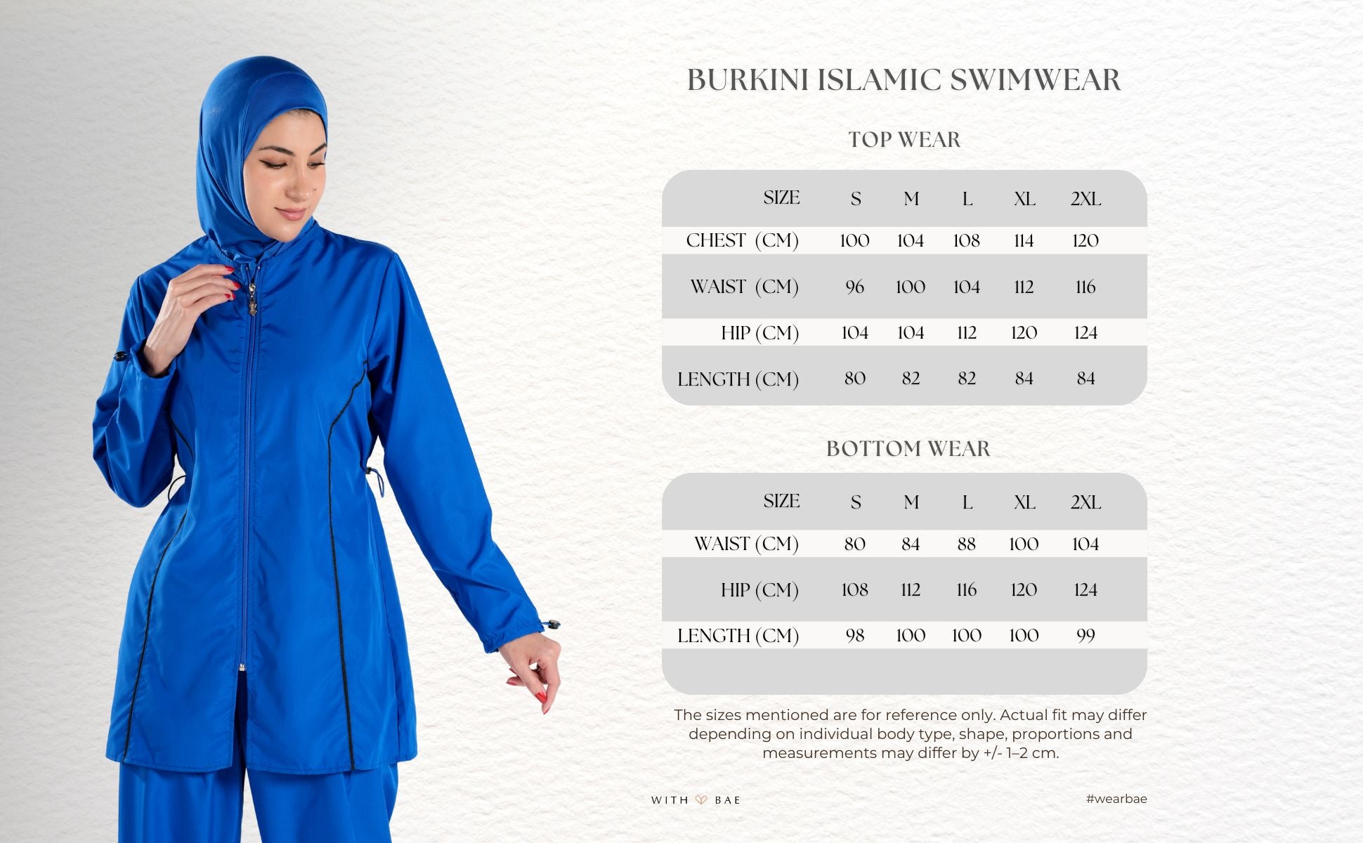 Burkini Modest Swimsuit Half Length Full Sleeves with Hijab