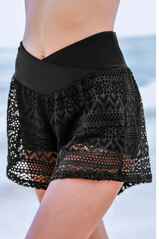 BAE Black High-Rise V-Waist Retro Swim Shorts