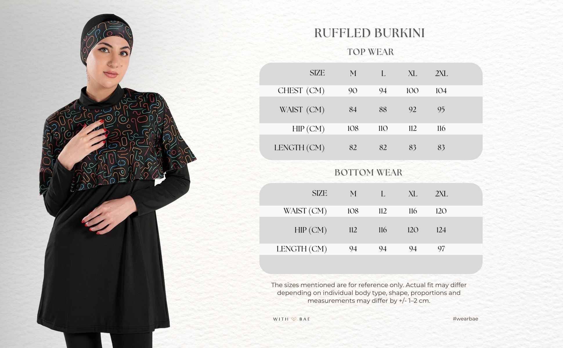 4-Piece Set Printed Design Long Sleeve Ruffled Pleated Flexible Modest Active Swimwear