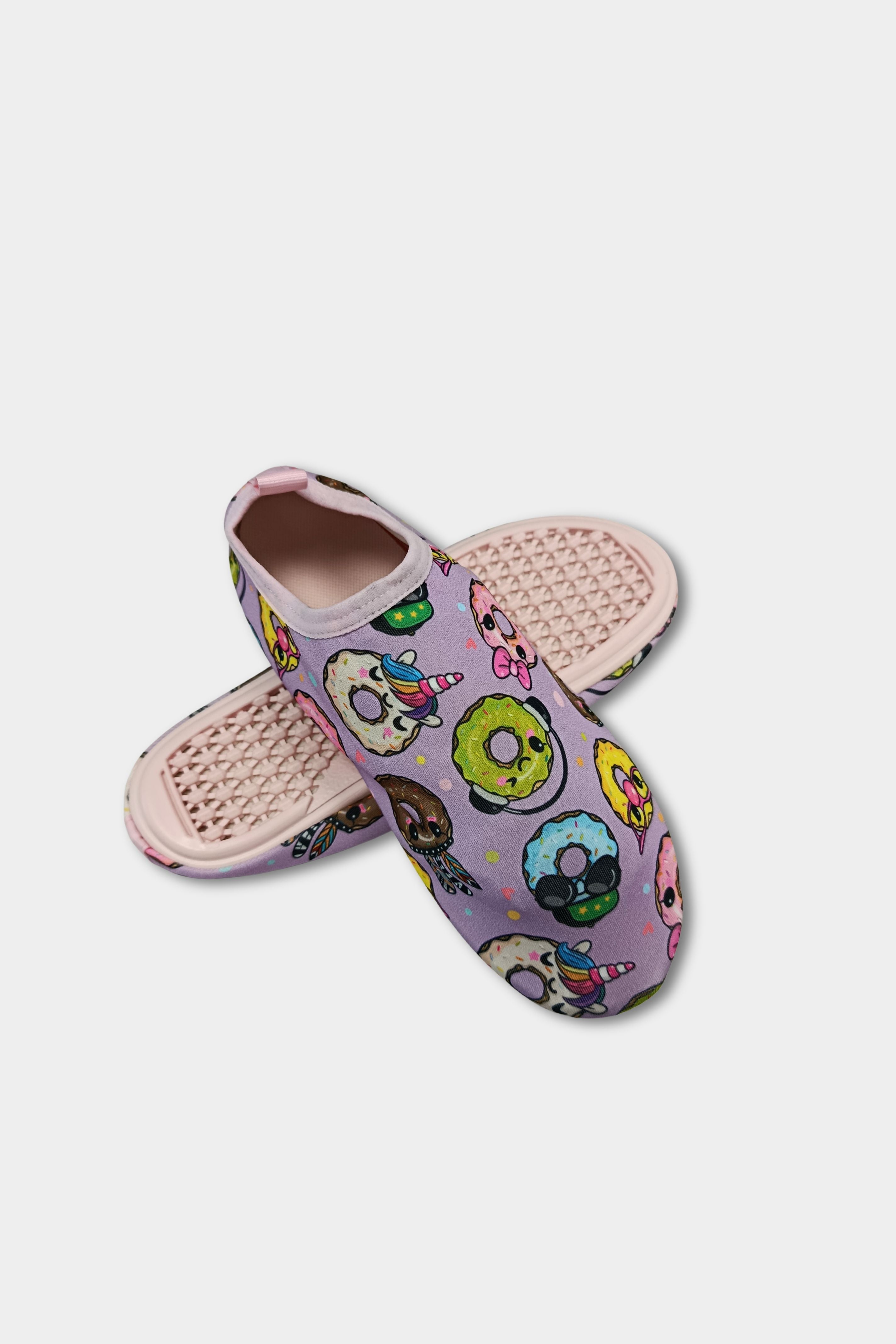Thick Sole Beach Shoes | Cute Donut Print Quick-Dry Water Shoes | Anti-Slip Aqua Shoes
