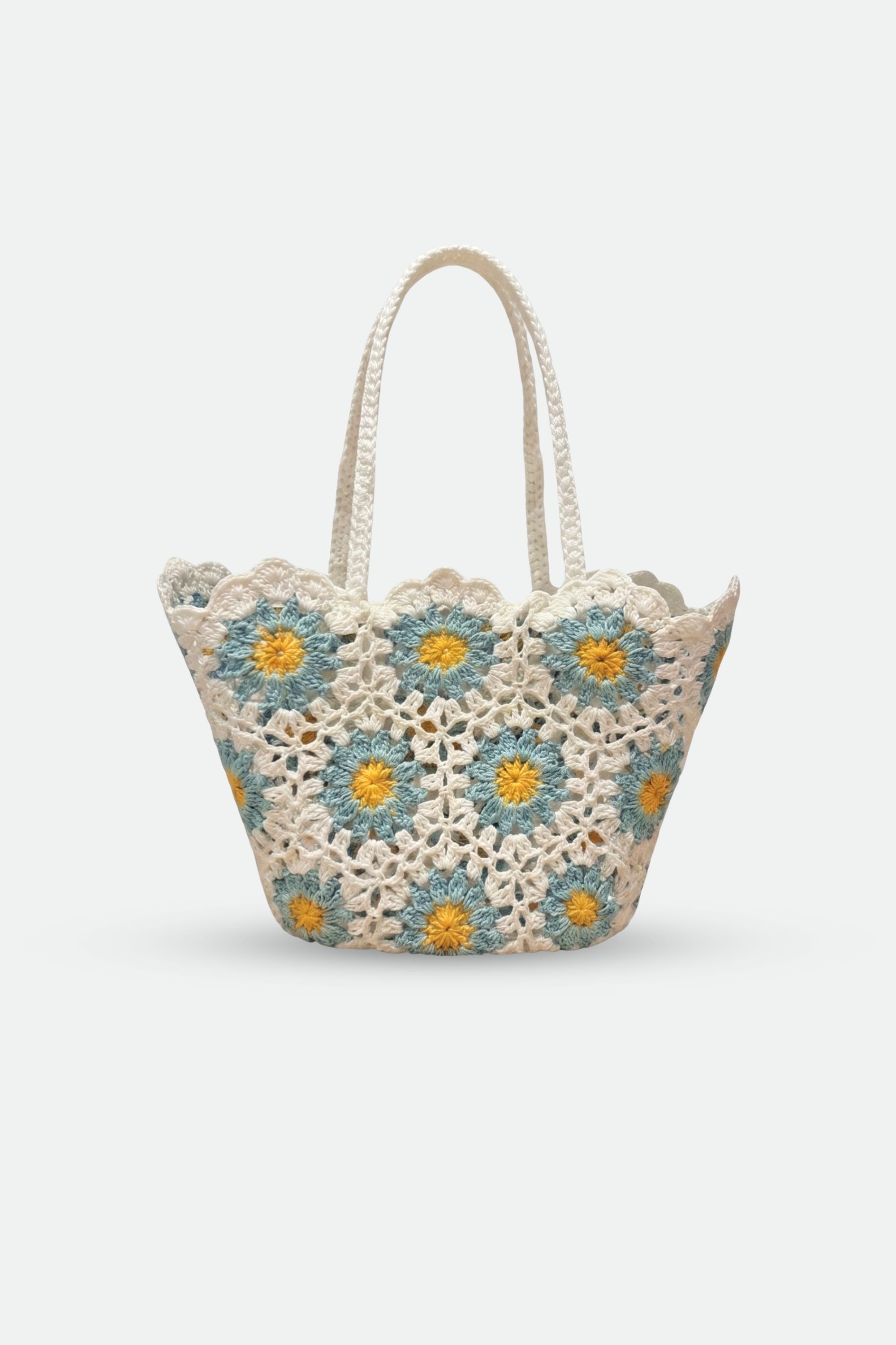 Handmade BAE Modest Festival Flower Tote bag with colorful floral design and sturdy fabric handles.