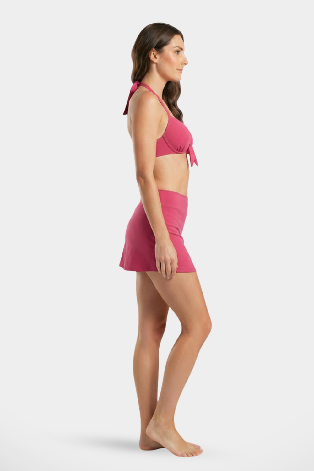 Women's BAE Modest bikini with two-piece swimsuit featuring a skirt, showcasing the stylish and comfortable swimwear design.