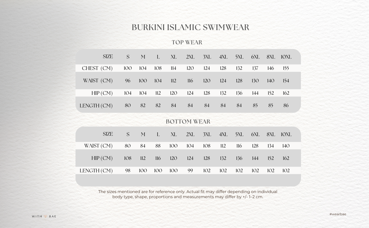 Full-length BAE Modest burkini with hijab, long sleeves, and modest coverage in size 6XL to 10XL, designed for comfortable swimming.