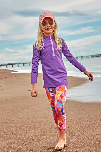 Purple Elegant Girls Swimwear