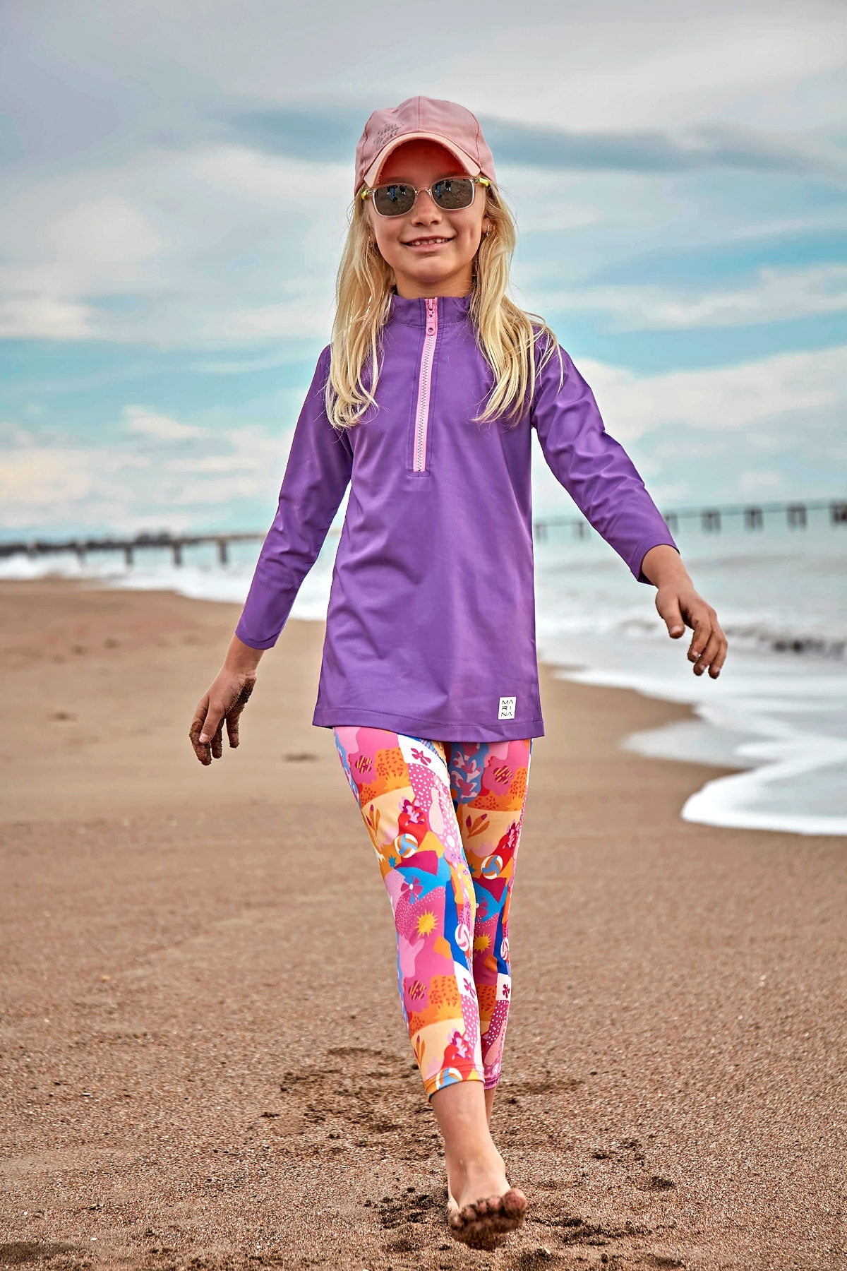 Purple Elegant Girls Swimwear