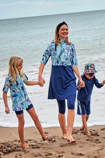 Blue Aqua Half Burkini Swimwear