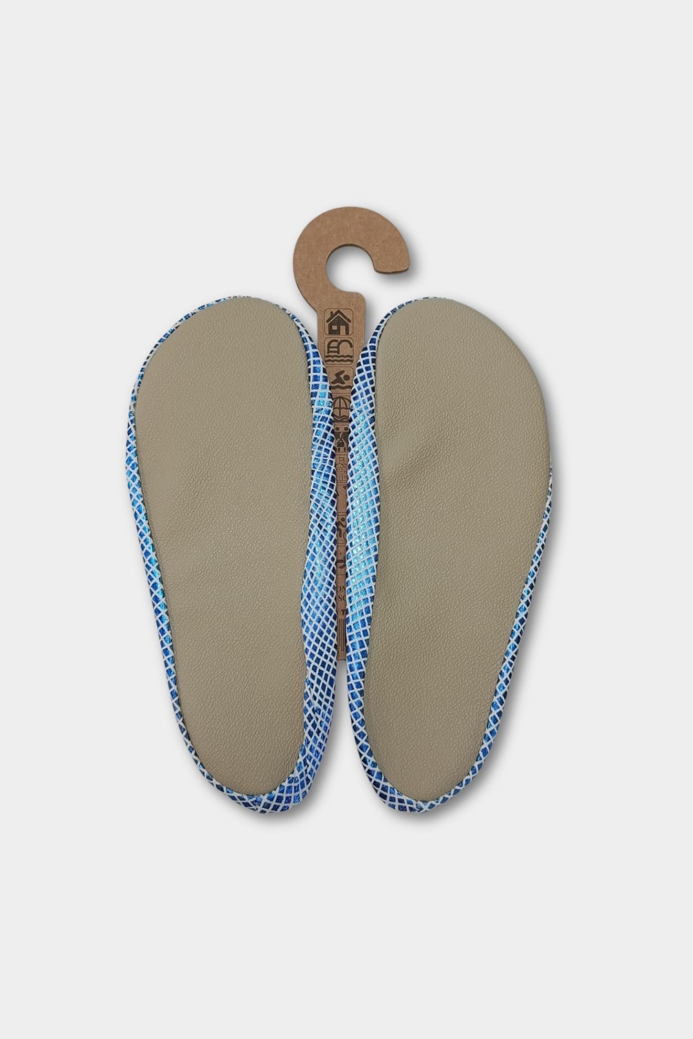 Blue Mosaic Anti-Slip Pool Shoes | Geometric Quick-Dry Adult Aqua Shoes