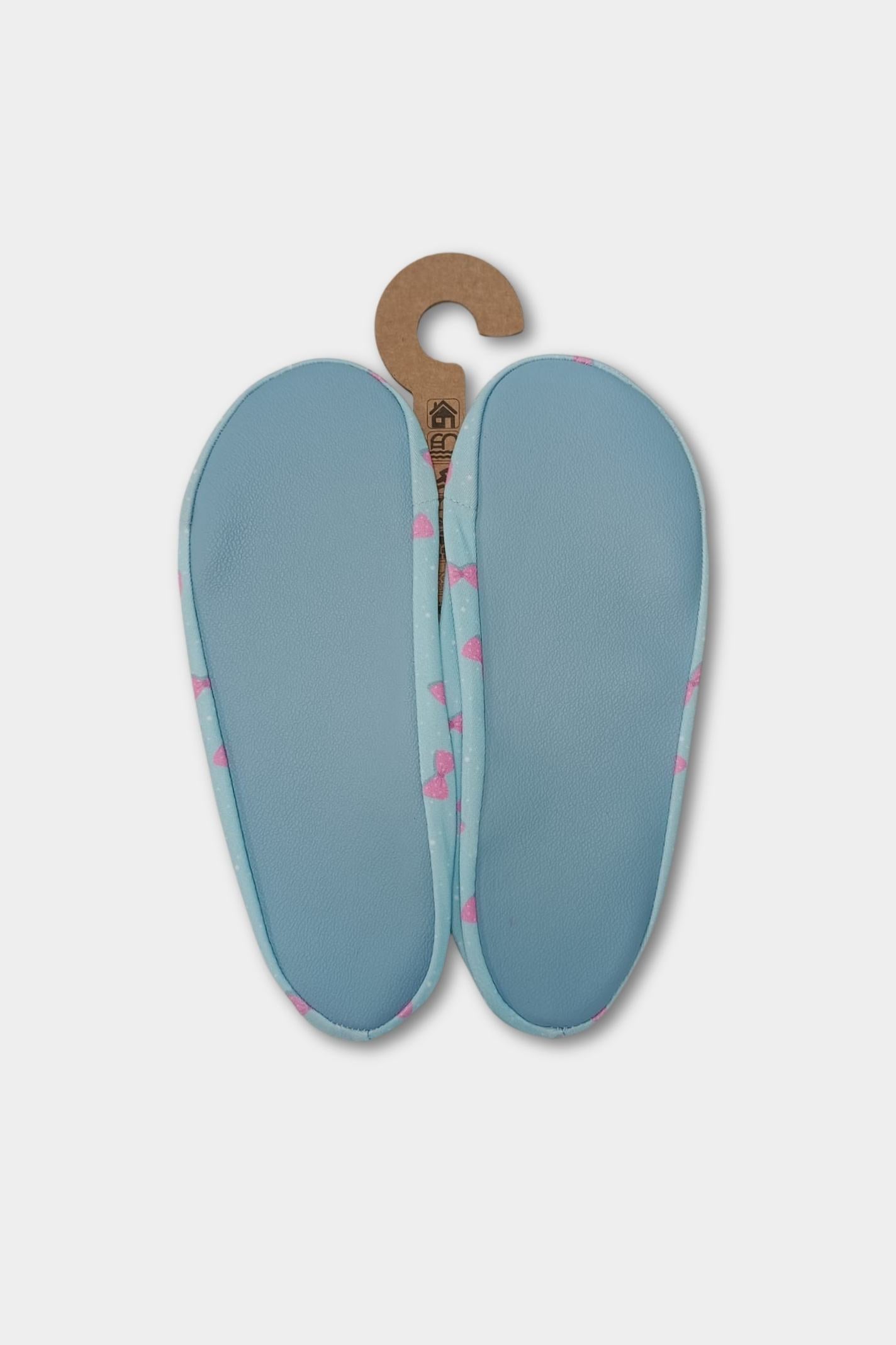 Pastel Blue Bow Print Anti-Slip Pool Shoes | Quick-Dry Adult Aqua Shoes