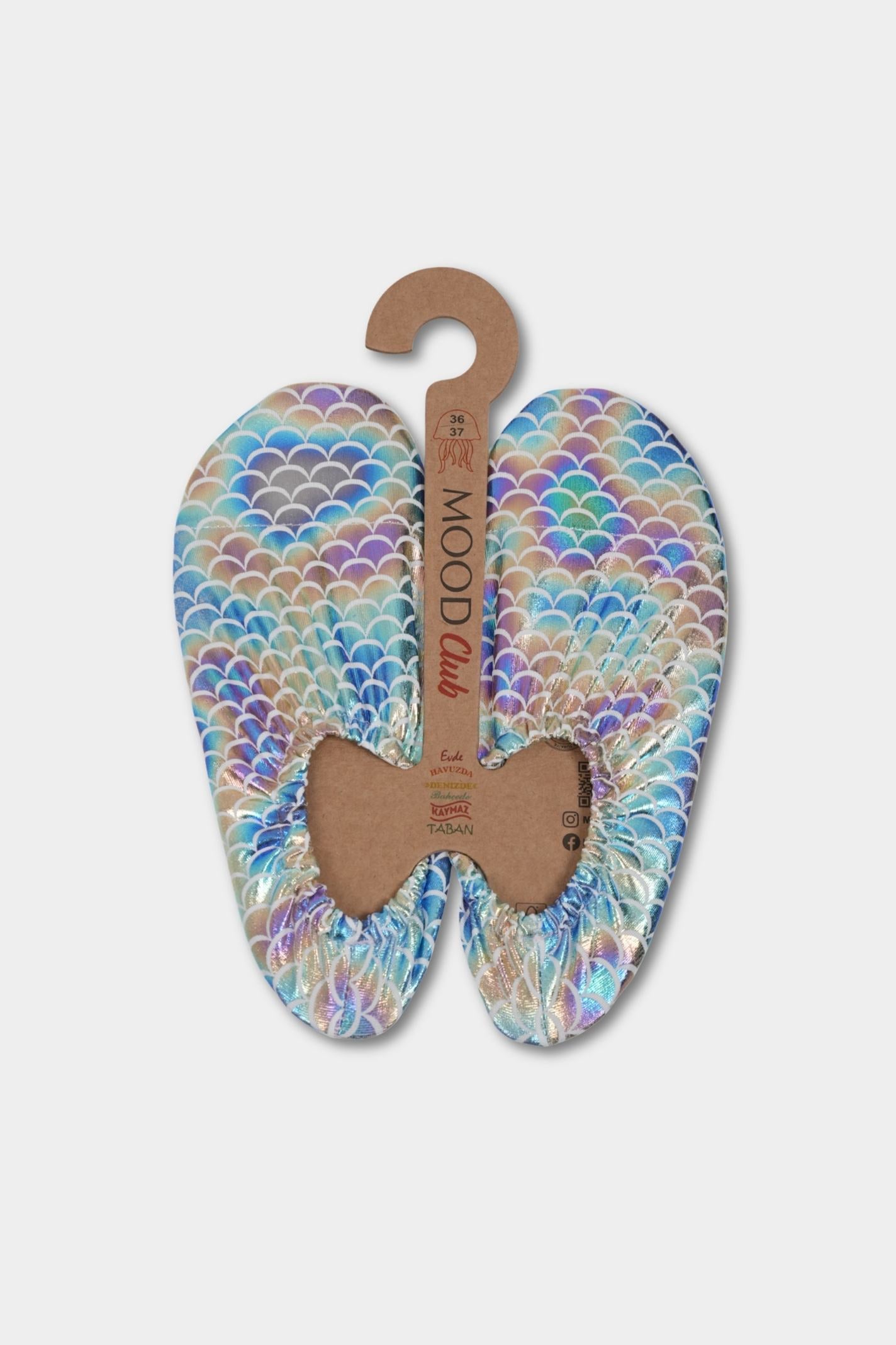 Iridescent Mermaid Scale Anti-Slip Pool Shoes | Quick-Dry Adult Aqua Shoes