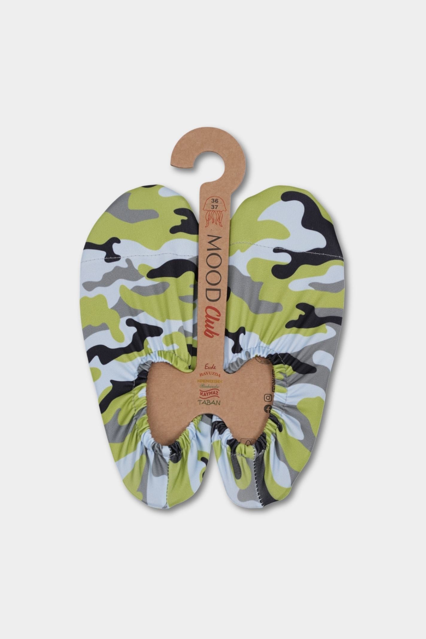 Lime Green Camo Anti-Slip Pool Shoes | Quick-Dry Adult Aqua Shoes