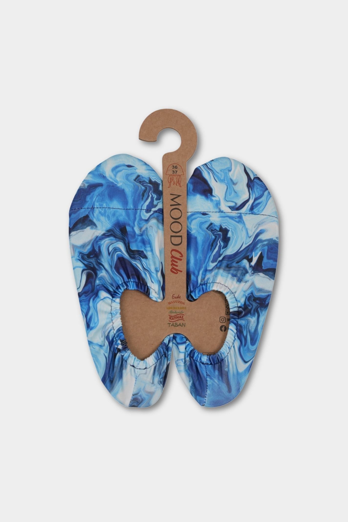 Ocean Marble Blue Anti-Slip Pool Shoes | Quick-Dry Adult Aqua Shoes