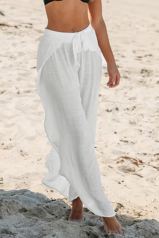 BAE White Tie Waist Tulip Hem Cover-Up Pants