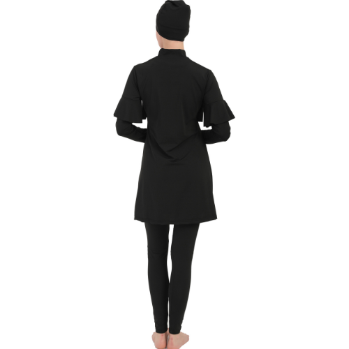 4-Piece Set Full Hijab Long Sleeve Ruffled Pleated Flexible Burkini