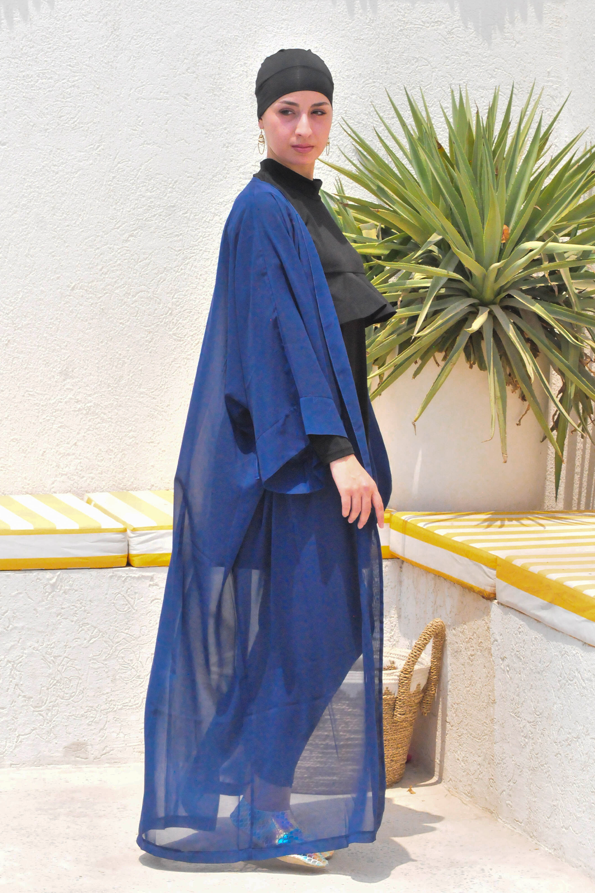 Plain Royal Blue Kimono