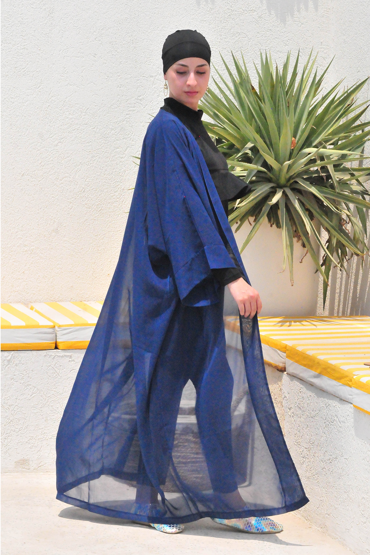 Plain Royal Blue Kimono