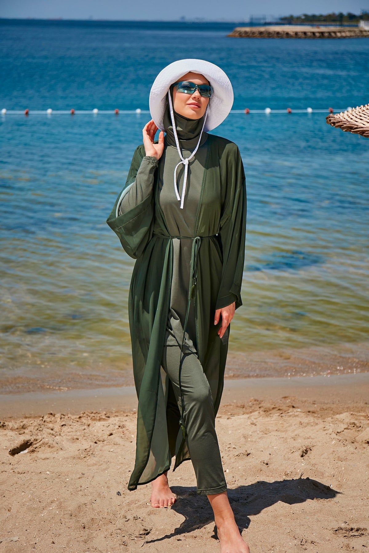 Mountain Range Green Beach Cover-up Kimono