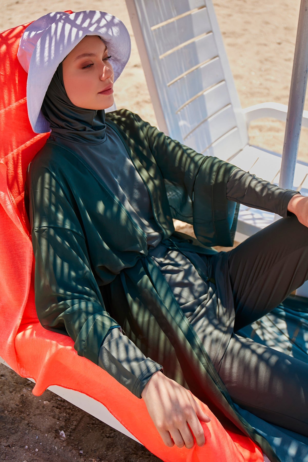 Mountain Range Green Beach Cover-up Kimono