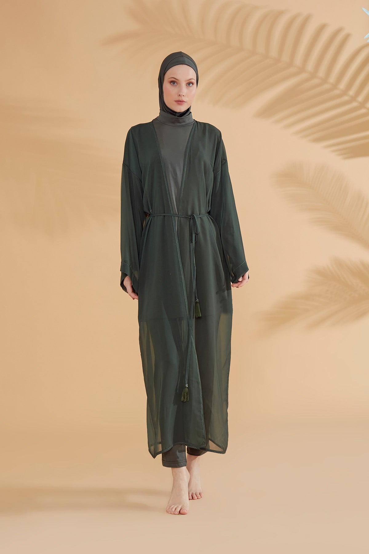 Mountain Range Green Beach Cover-up Kimono