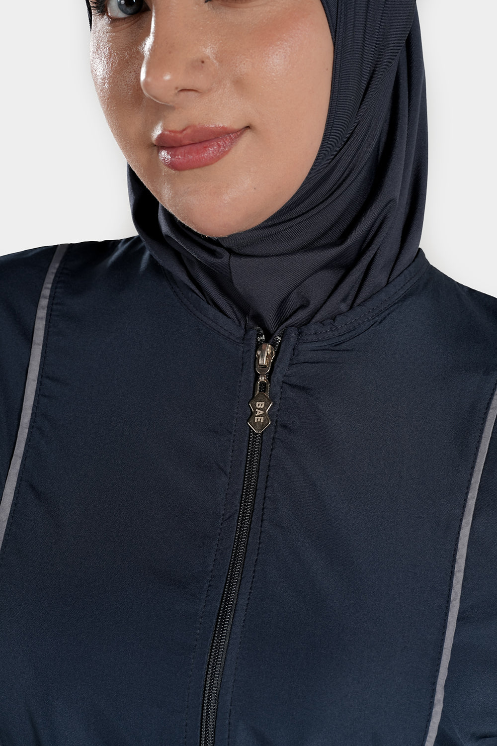 Extra long BAE Modest burkini with hijab, Islamic swimwear featuring full-coverage design, suitable for modest swimming.