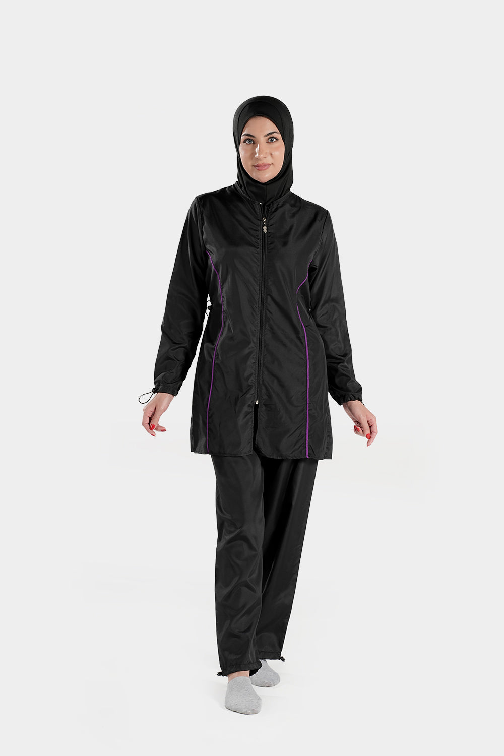 Modest BAE Modest burkini with half-length sleeves and hijab, full-body coverage swimsuit for women, suitable for swimming.