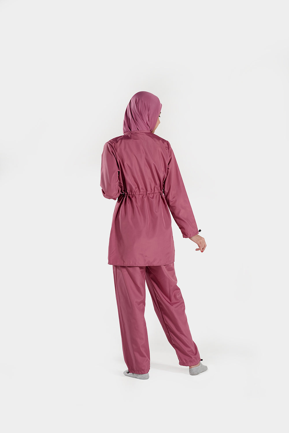 Modest BAE Modest burkini swimsuit with full sleeves, half-length design, and attached hijab, suitable for modest swimming.