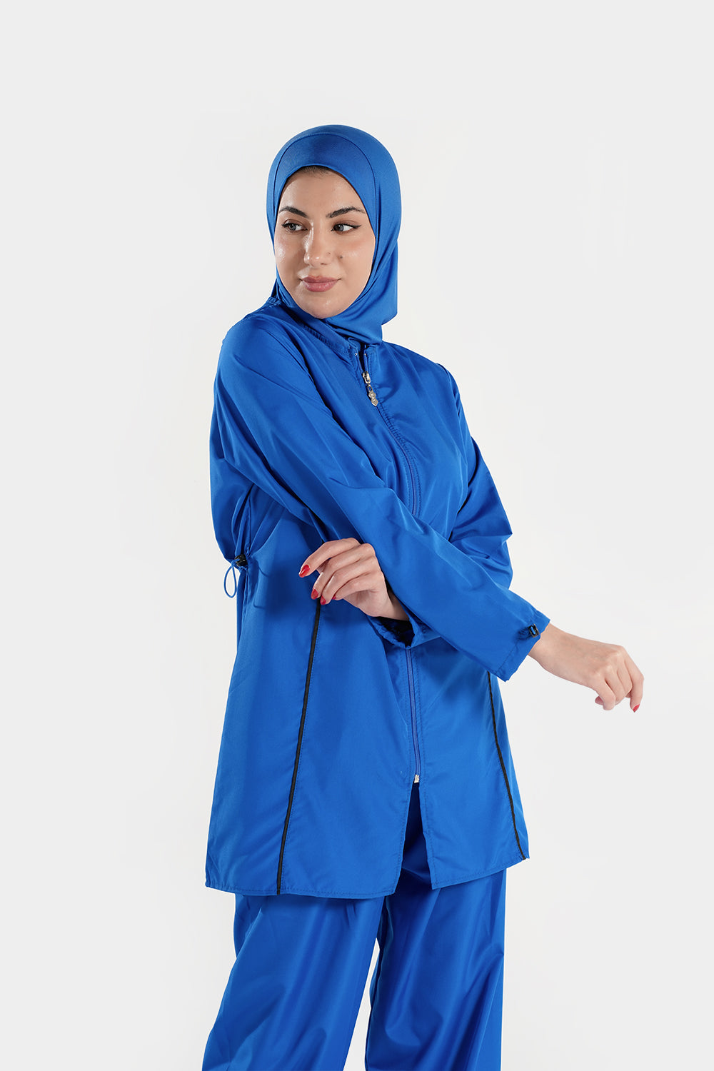 BaE Modest burkini with full sleeves and hijab, designed for modest swimming, shown in a full-body view.