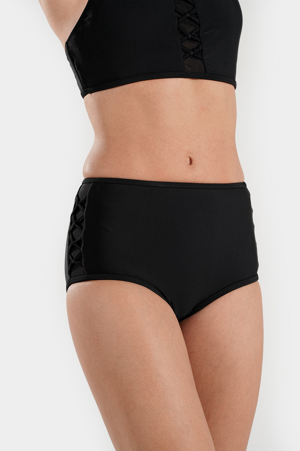 Women’s high-neck lattice bikini set by BAE Modest, featuring a stylish bikini with a high neckline and lattice design.
