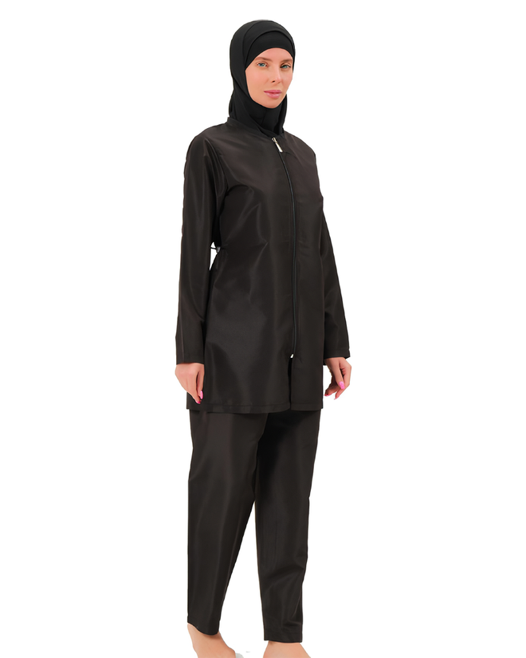 BAE Modest Women's Mid Length Full Sleeves Solid Color Burkini Swimwear S-2XL with Hijab - 1017