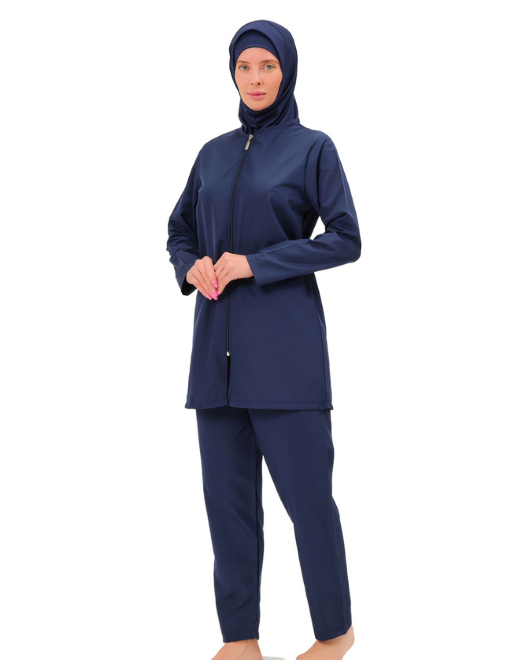 BAE Modest Women's Mid Length Full Sleeves Solid Color Burkini Swimwear S-2XL with Hijab - 1017
