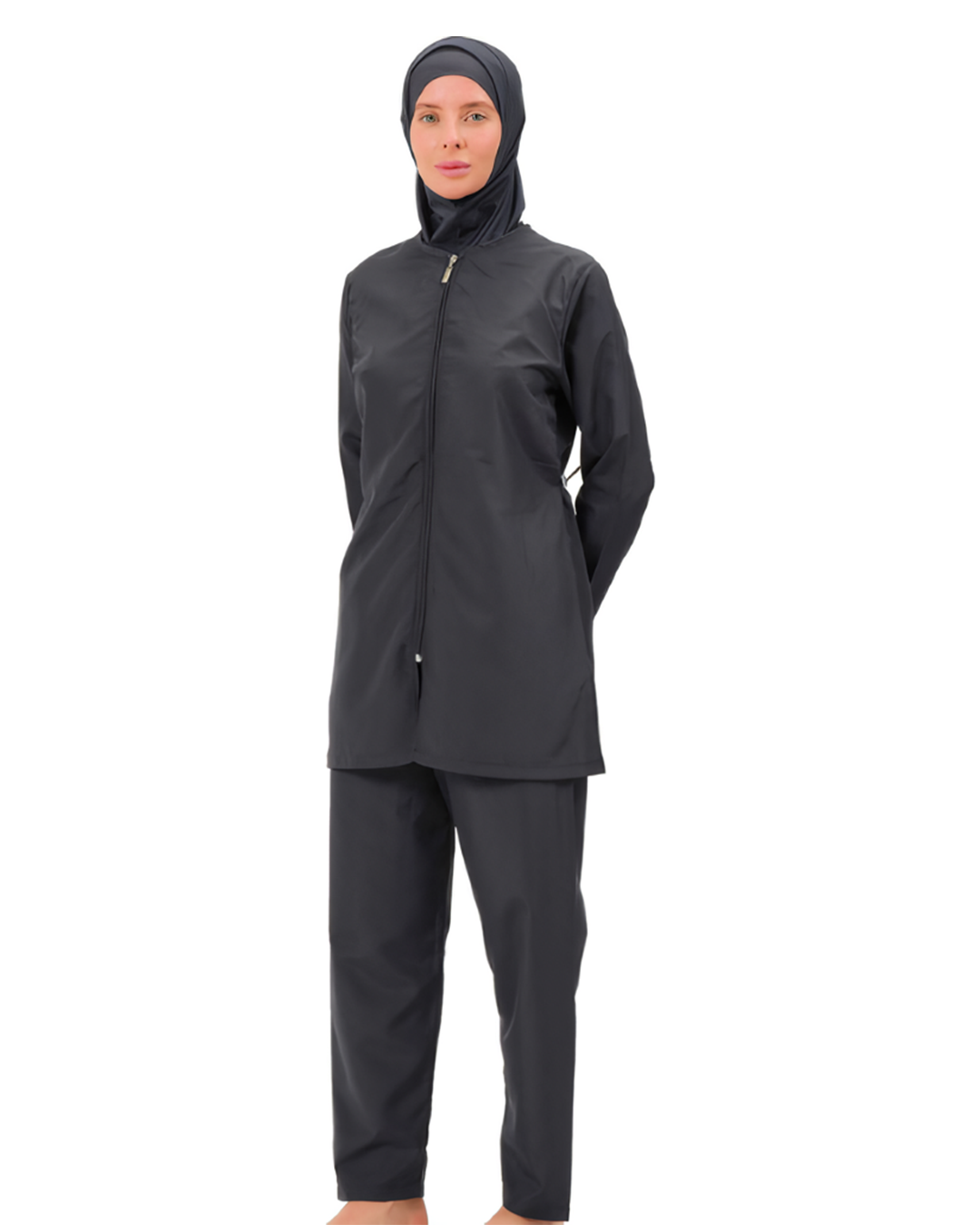 BAE Modest Women's Mid Length Full Sleeves Solid Color Burkini Swimwear 3XL-5XL with Hijab - 1017