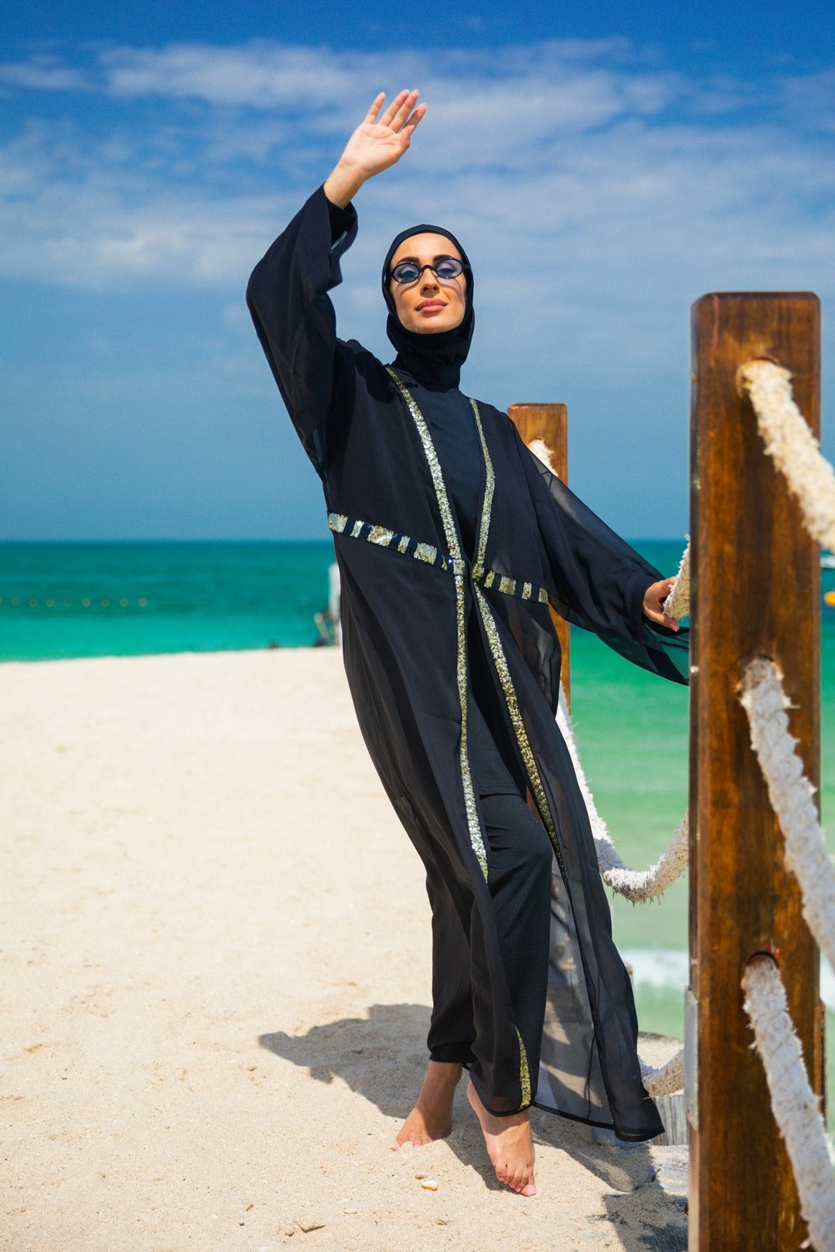 Black Sequined Cover-up Kimono