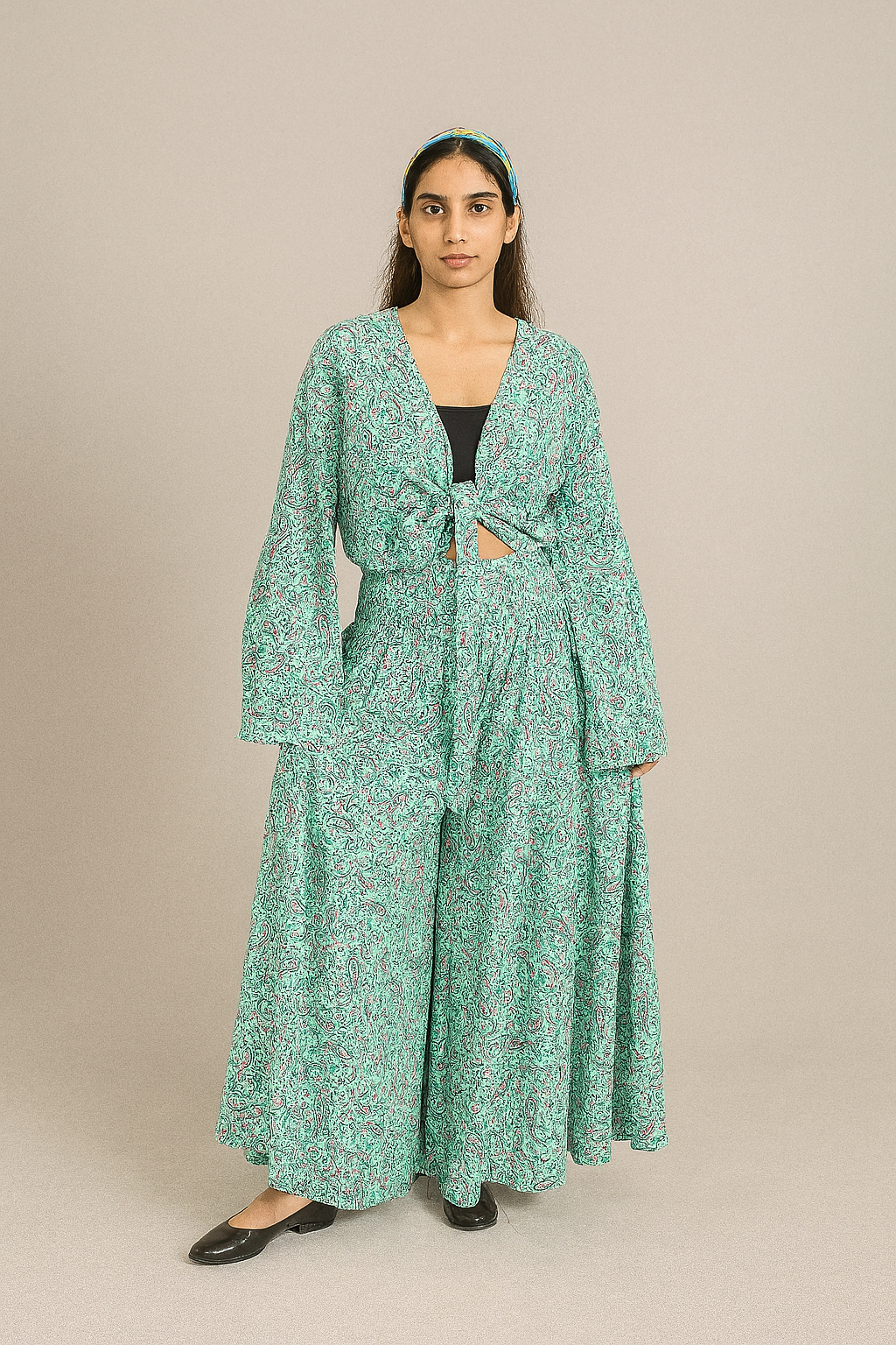 Turquoise Tropical Design Top & Bottom