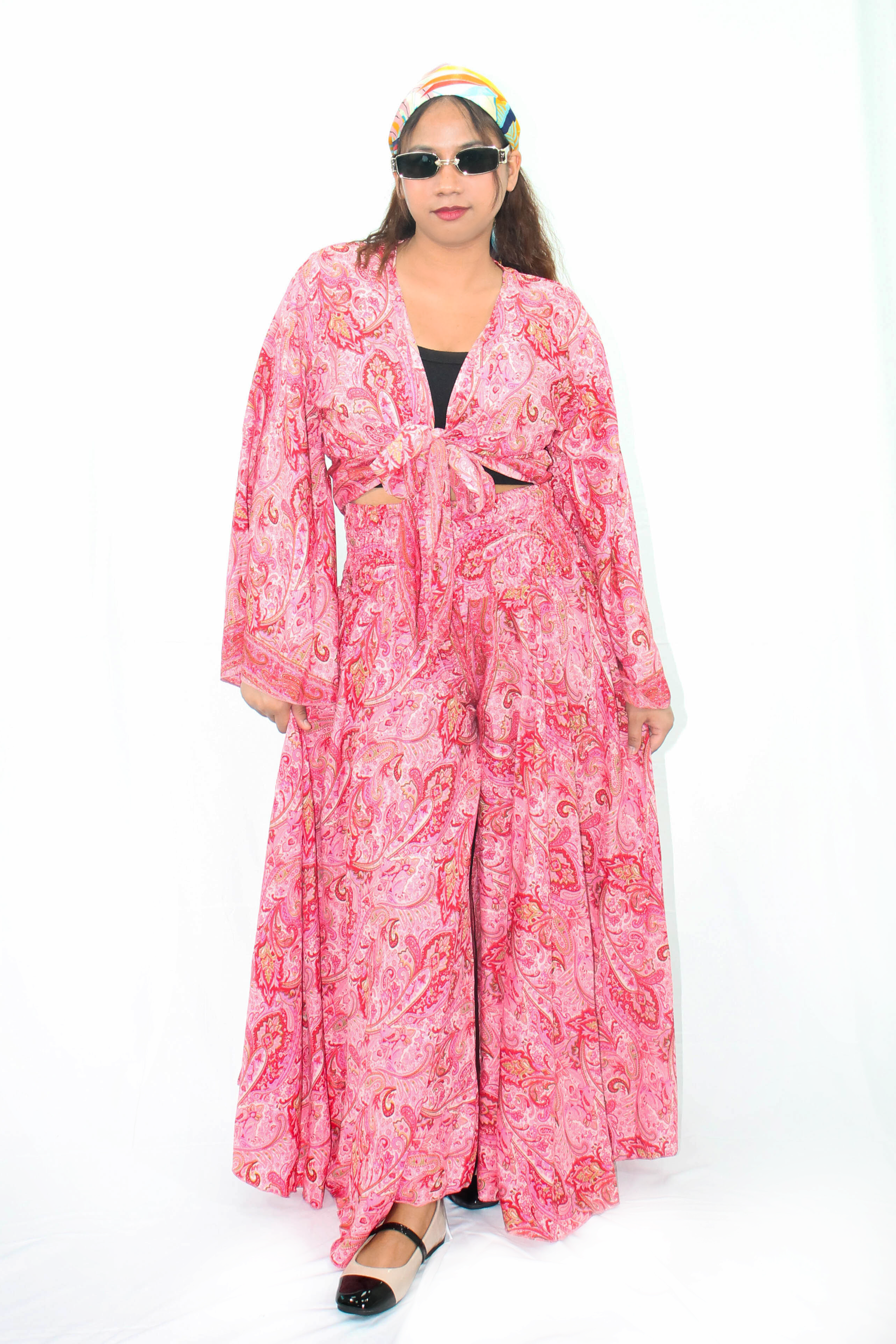 Fresh Pink Tropical Design Top & Bottom