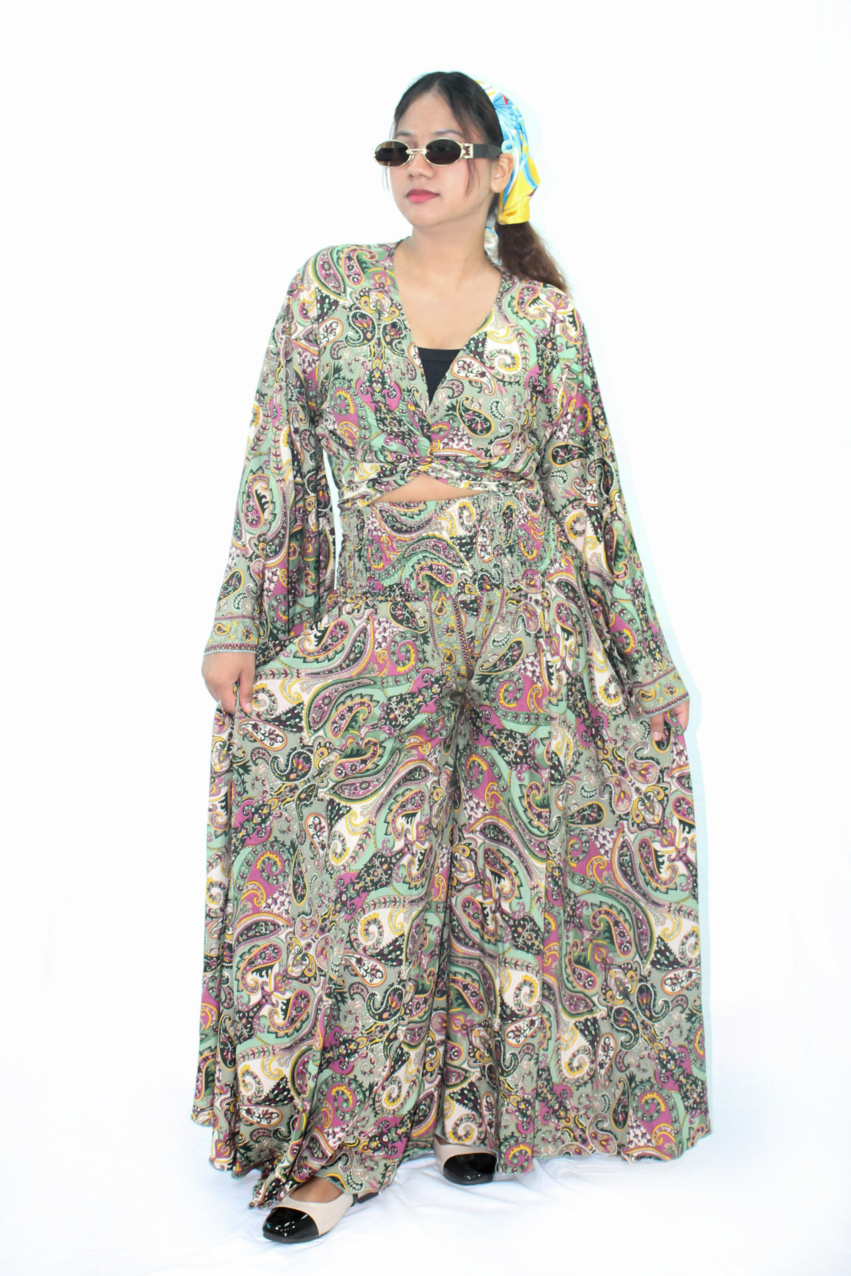 Black and Yellow Tropical Design Top & Bottom