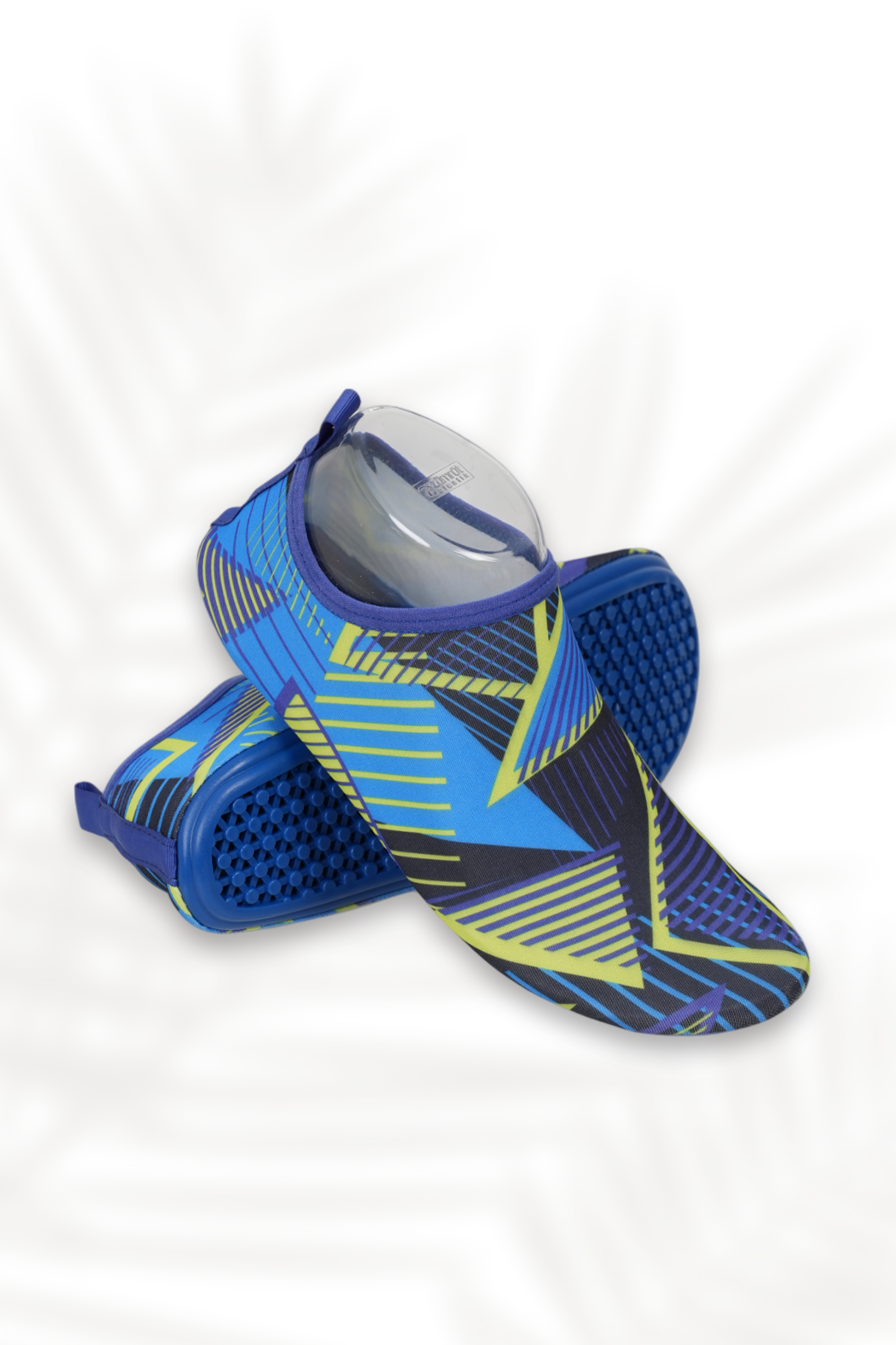 Blue Geometric Patterned Thick Sole Beach Shoes