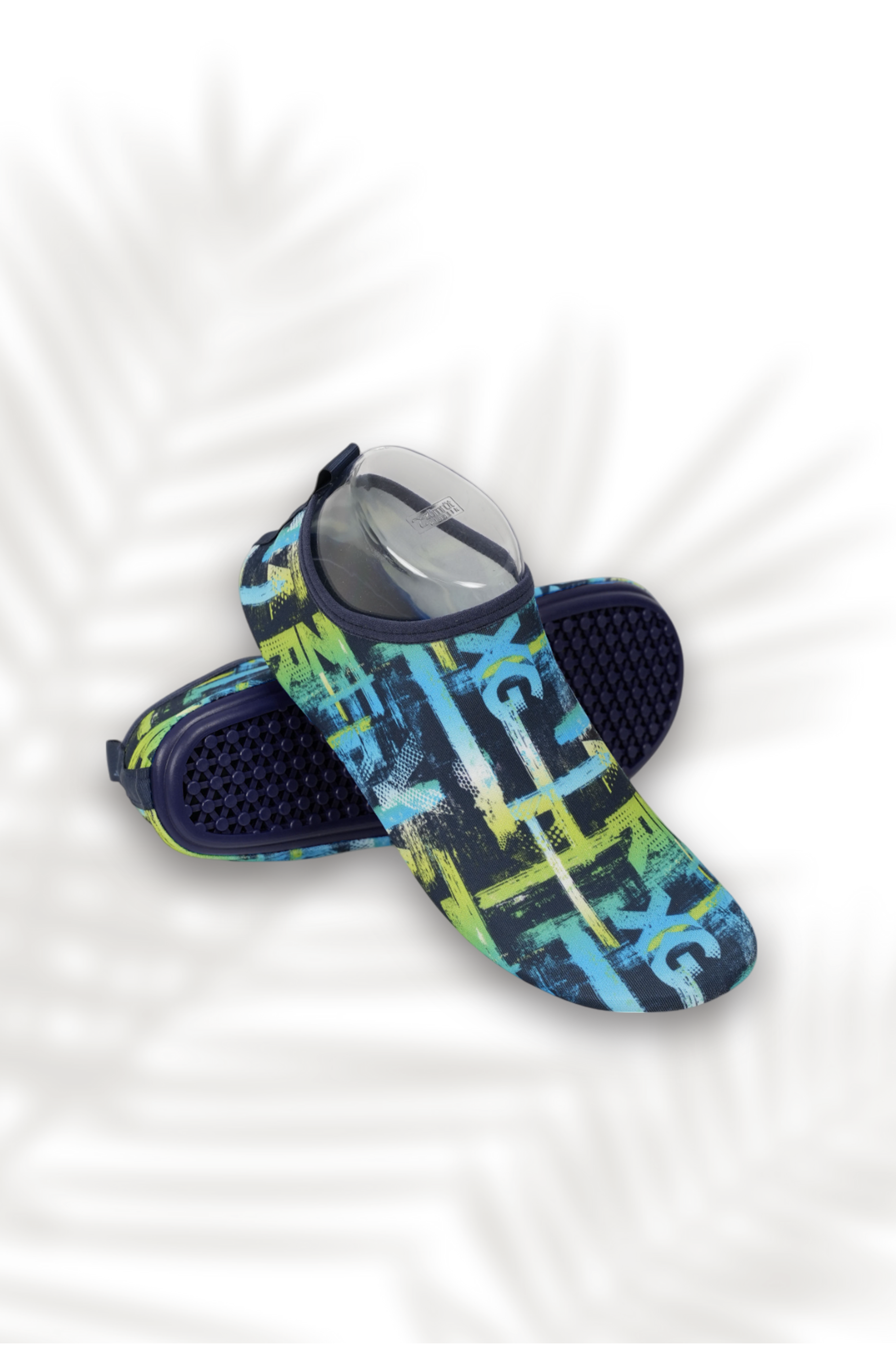 Blue Text Pattern Thick Sole Beach Shoes