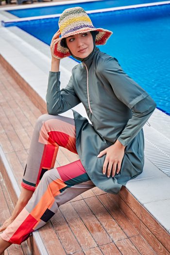 Parachute 4-Piece Khaki Full-Coverage Modest Swimwear