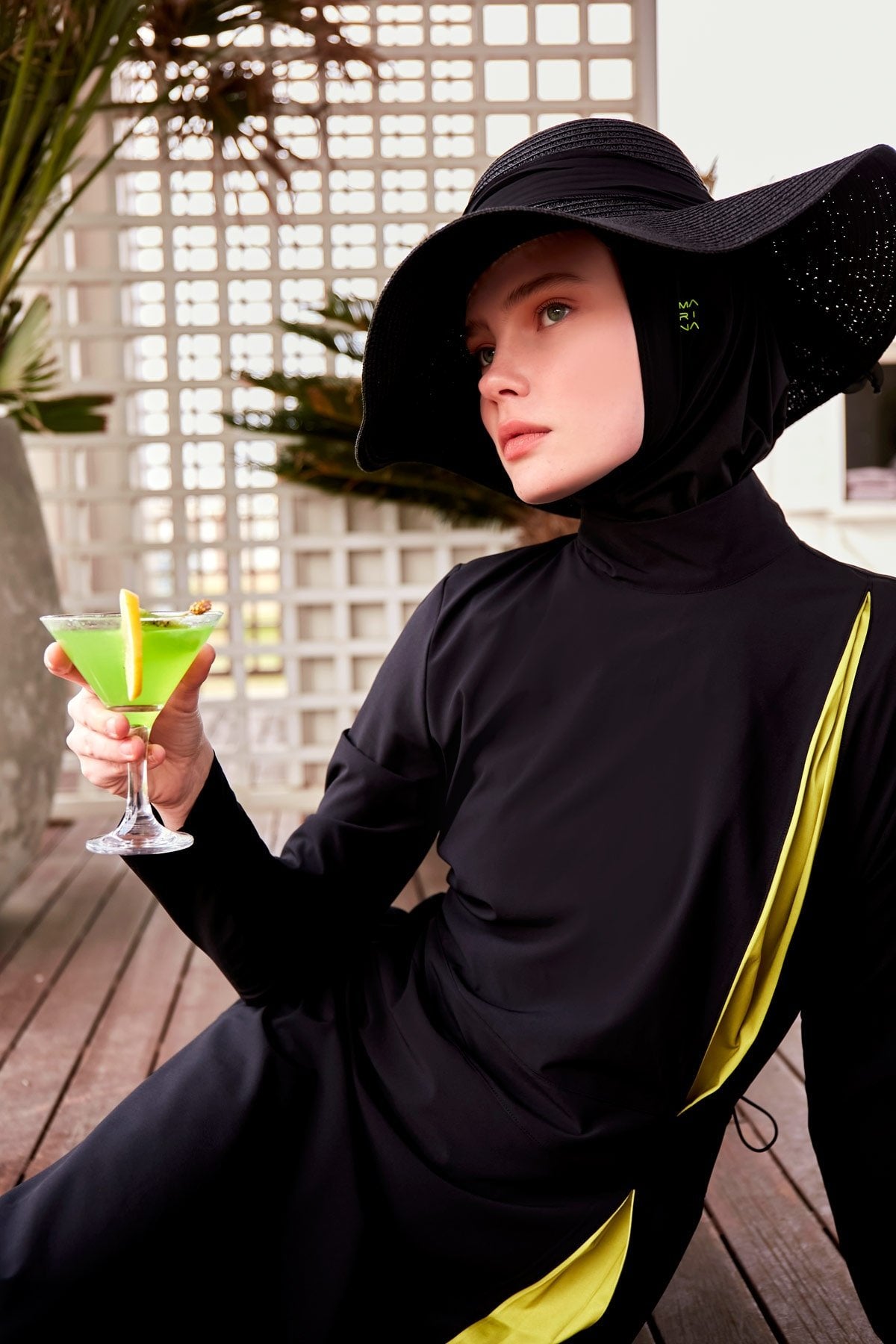 Parachute Black Fully Covered Hijab Swimsuit Burkini