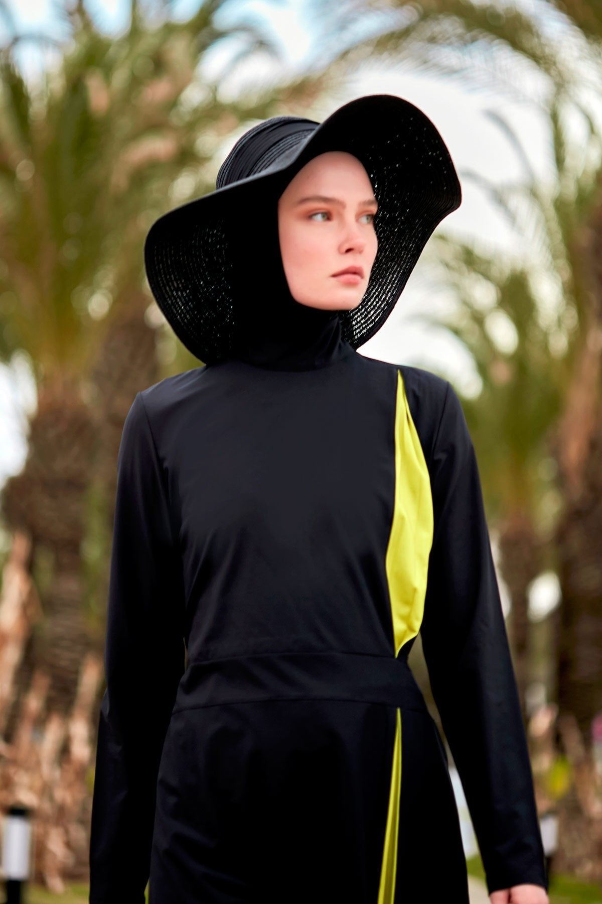 Parachute Black Fully Covered Hijab Swimsuit Burkini