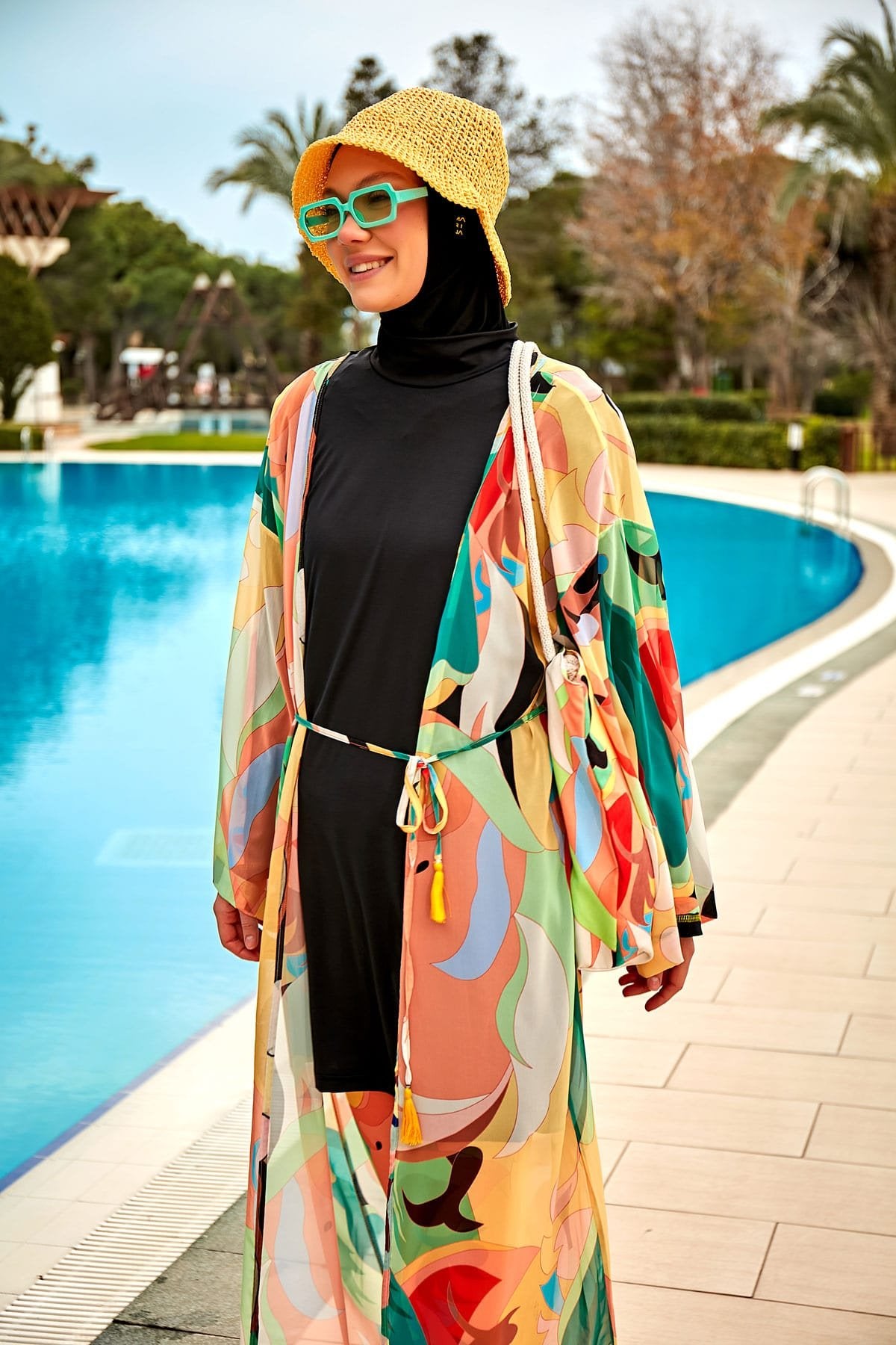 Patterned Orange Cover-up Kimono