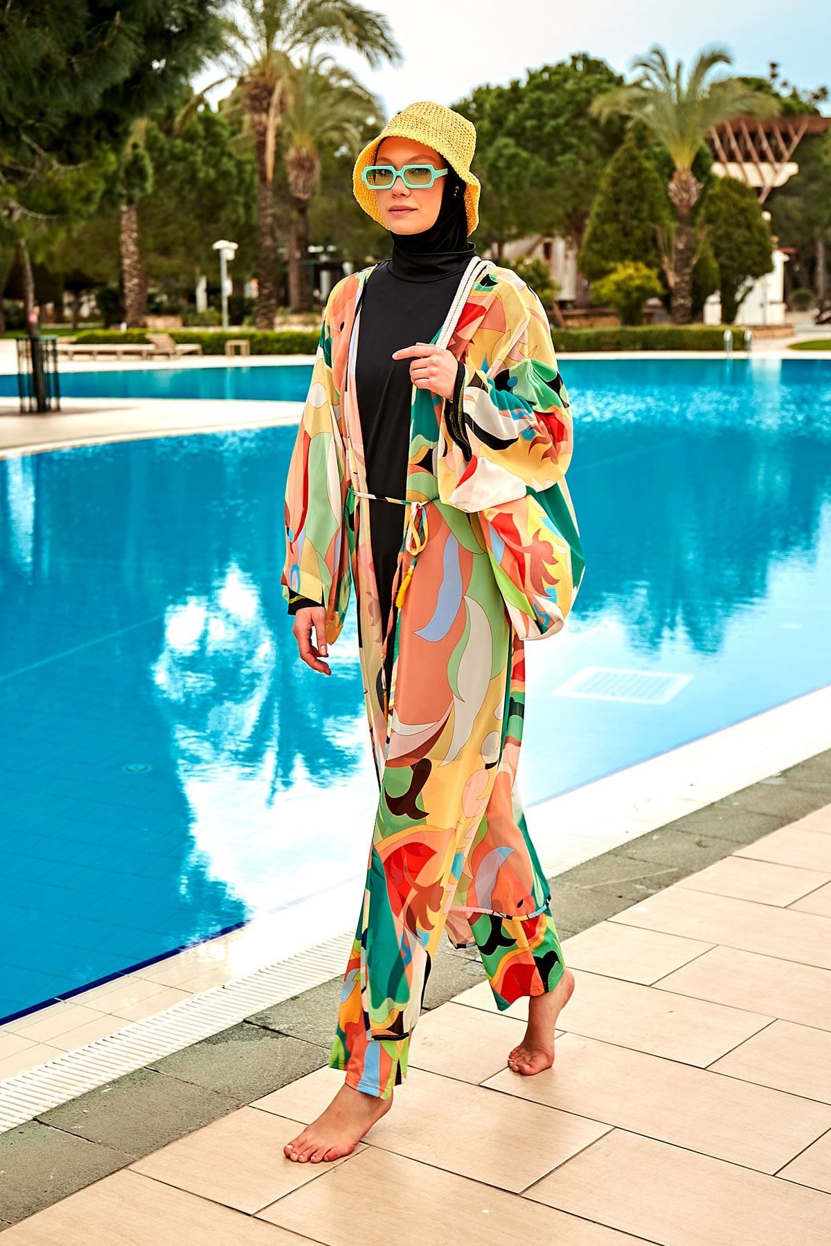 Patterned Orange Cover-up Kimono
