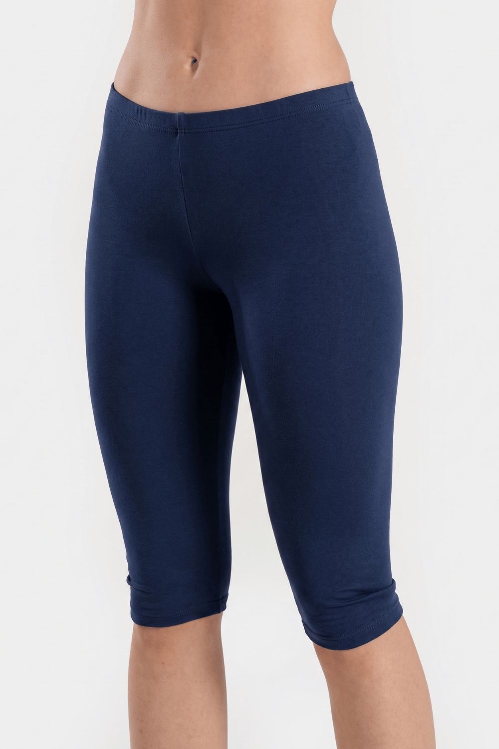 Women's modest knee-length swim capri from BAE Modest, featuring a comfortable fit and stylish design for swimwear essentials.