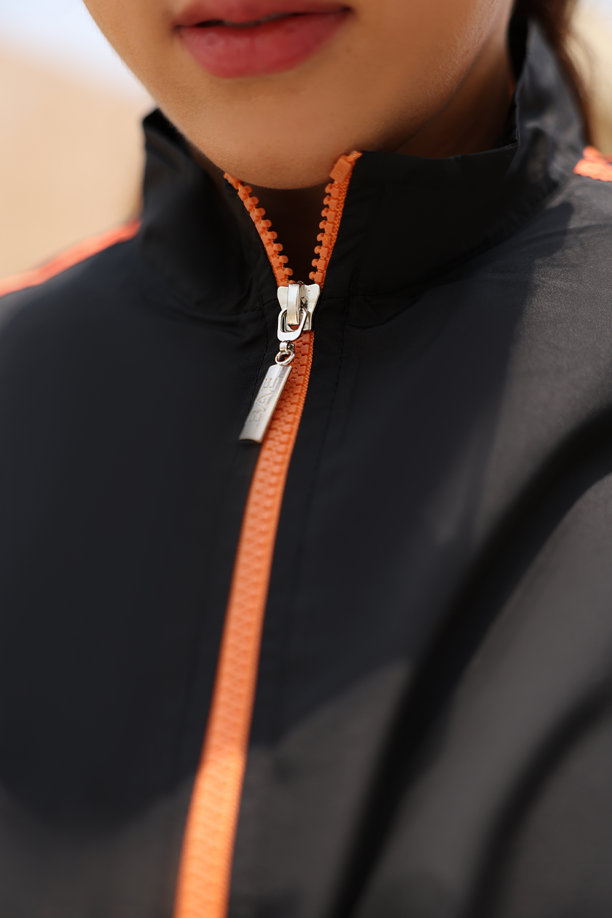 Hayaa+ Black with Orange Stripes Extra Long Burkini