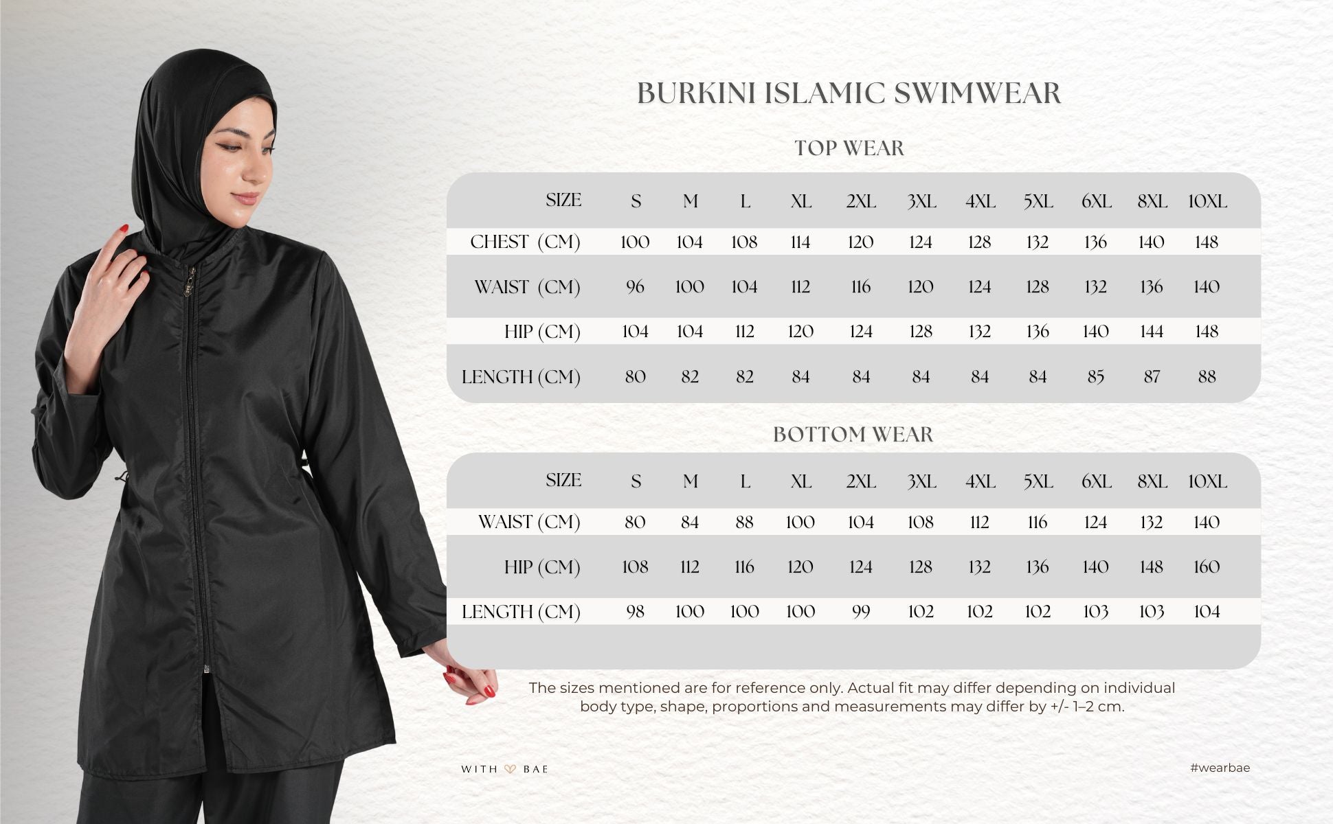BAE Modest Women’s Mid Length Full Sleeves Solid Color Modest Swimwear with Hijab