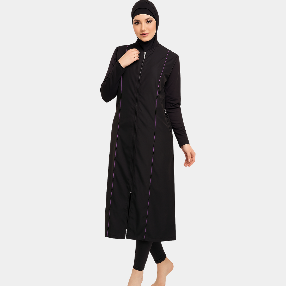 Extra Long Burkini Islamic Swimwear with Hijab - 9117