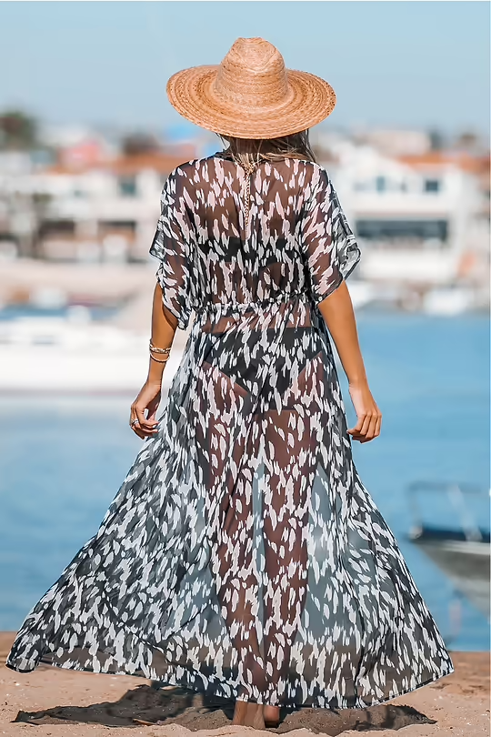 BAE Moon & Spoon Leopard Print Swim Cover-Up Kimono