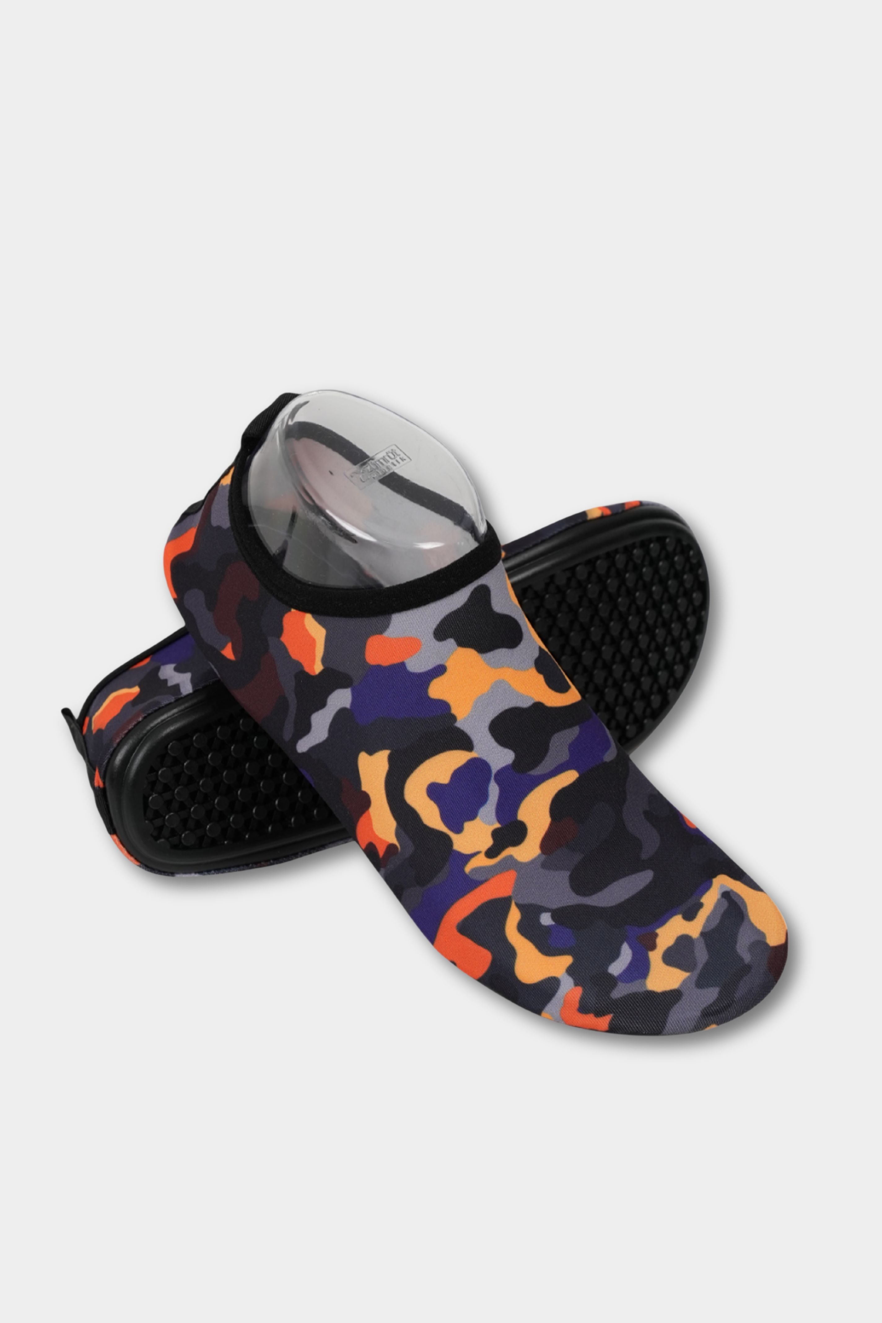 Camo thick sole beach shoes by BAE Modest, quick-dry water shoes with anti-slip soles for beach, pool, and water sports.