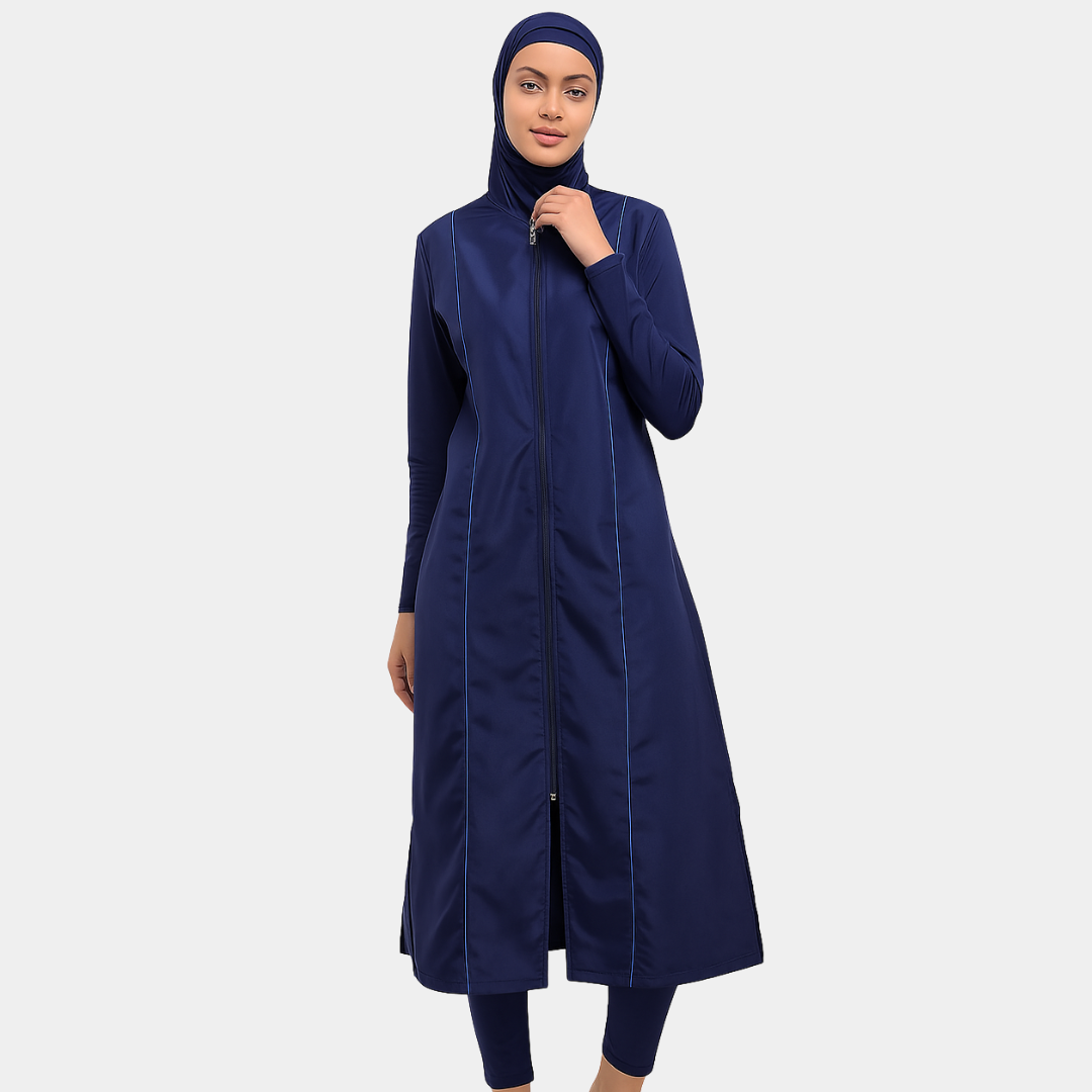 Extra Long Burkini Islamic Swimwear with Hijab - 9117