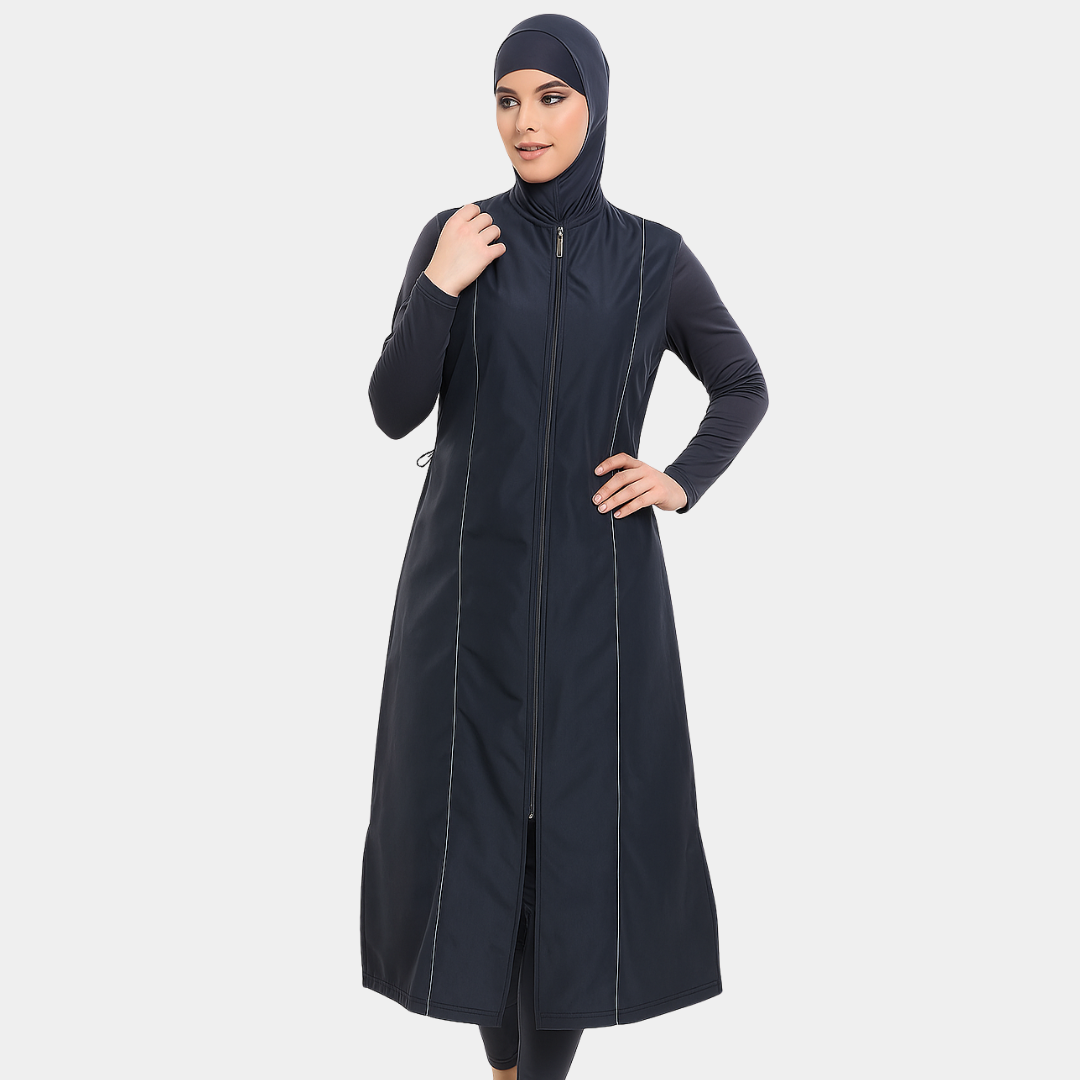 Extra Long Burkini Islamic Swimwear with Hijab - 9117